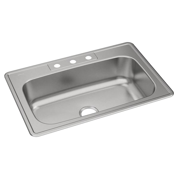 Dayton Stainless Steel 33 X 22 X 8-1/16 Equal Single Bowl Top Mount Sink